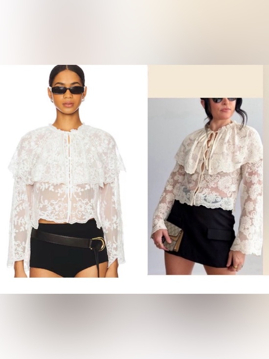 House of Harlow 1960 Tops - House of Harlow 1960 Cream Lace Overlay Blouse